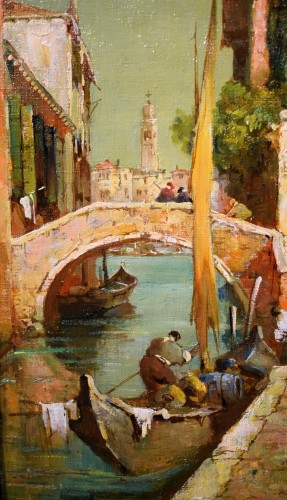 Art nouveau - Paire de vues vénitiennes - Eugenio Bonivento "Zeno" (1880-1956)